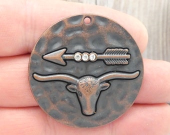 BULK 4 Texas Longhorn Charm Pendant 42x42mm by TIJC SP1499B