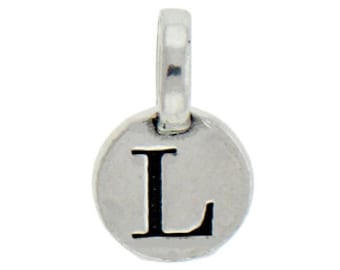 1 Round Silver Initial Charm 9mm Letter L by TIJC SPRL