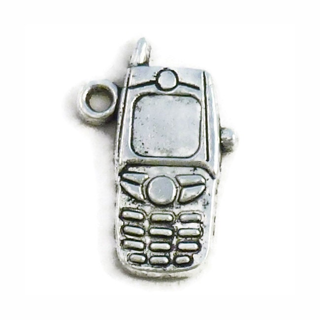 8 Cellphone Charm Silver 24x16mm by TIJC SP0584 - Etsy