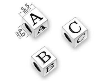 1 Any Letter Beads 5.5mm of your choice Silver Block Alphabet Initial Charm Pendant by TIJC SP55