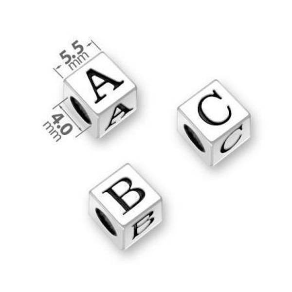 1 Any Letter Beads 5.5mm of your choice Silver Block Alphabet Initial Charm Pendant by TIJC SP55