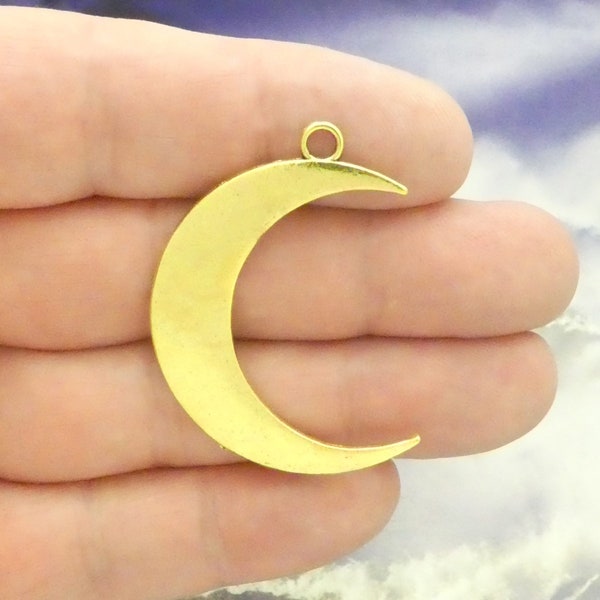 3 Gold Crescent Moon Charm Pendant by TIJC SP2158