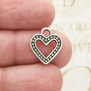 BULK 60 Open Heart Charm Silver by TIJC SP0075B