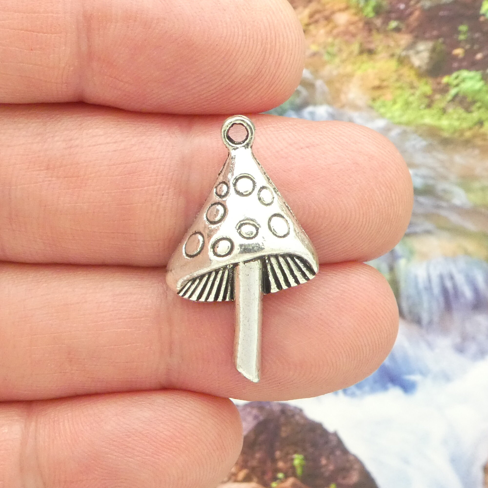 5 Silver Mushroom Charm Pendant 30x17mm by TIJC SP0333 - Etsy