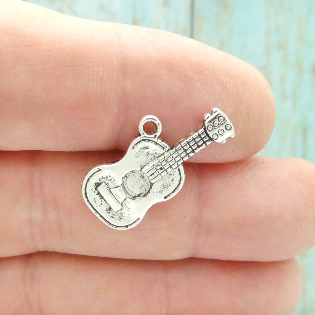 アクセサリー tutuHA 6 Acoustic Guitar Charm Silver by TIJC SP0777 - Etsy