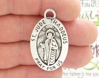 1 Large Silver St Jude Medal 40x25mm by TIJC SP1061