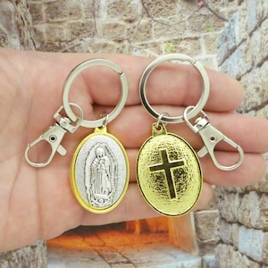 1 Our Lady of Guadalupe Keychain in Silver and Gold by TIJC SP6040K