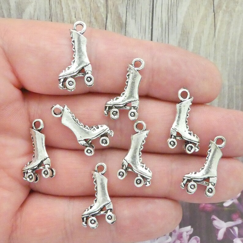 BULK 16 Roller Skate Charm Silver 20x12mm by TIJC SP0897B Etsy