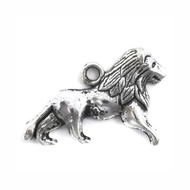 BULK 50 Silver Lion Charm Pendant by TIJC SP0919B