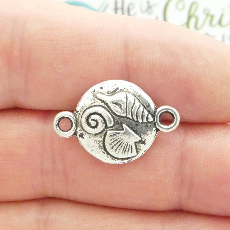 4 Seashell Charm Bracelet Connectors Silver by TIJC SP1426 Etsy