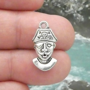 6 Silver Pirate Charm 21x11mm by TIJC SP1427