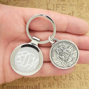 1 St Christopher Keychain with Personalized Monogram Engraved by TIJC FC63023SC