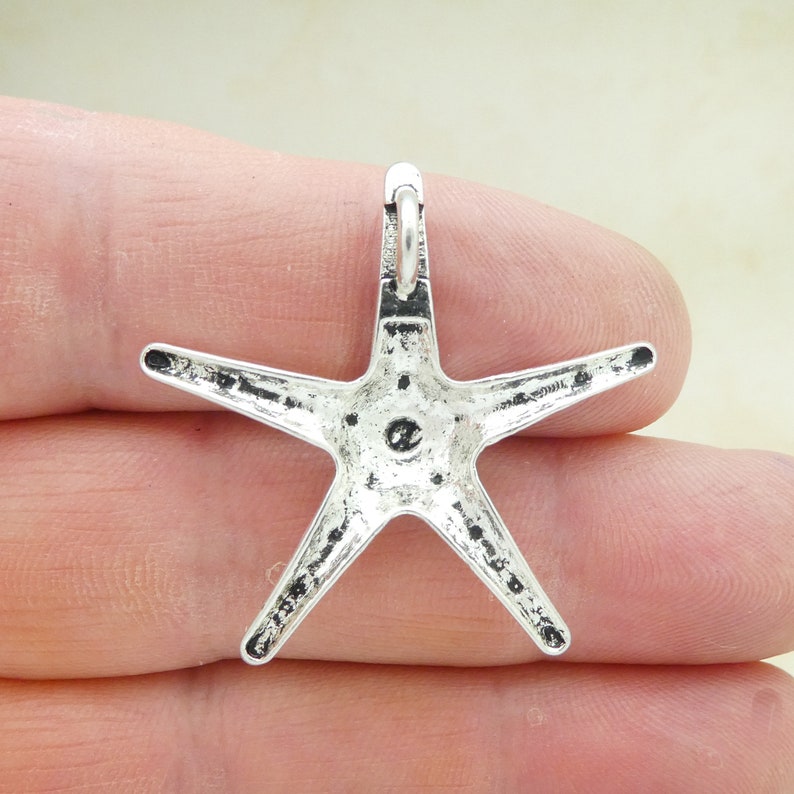 BULK 12 Silver Starfish Charm Pendant by TIJC SP0860B image 2