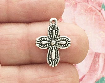 BULK 60 Small Silver Cross Charm by TIJC SP0072B