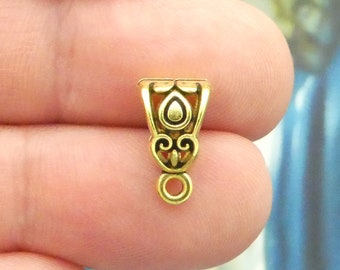 BULK 40 Small Gold Jewelry Bails 13x8mm by TIJC SP1398B