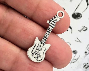 BULK 40 Electric Guitar Charm Silver by TIJC SP0116B