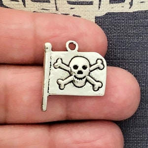 6 Pirate Flag Charm Silver by TIJC SP0153