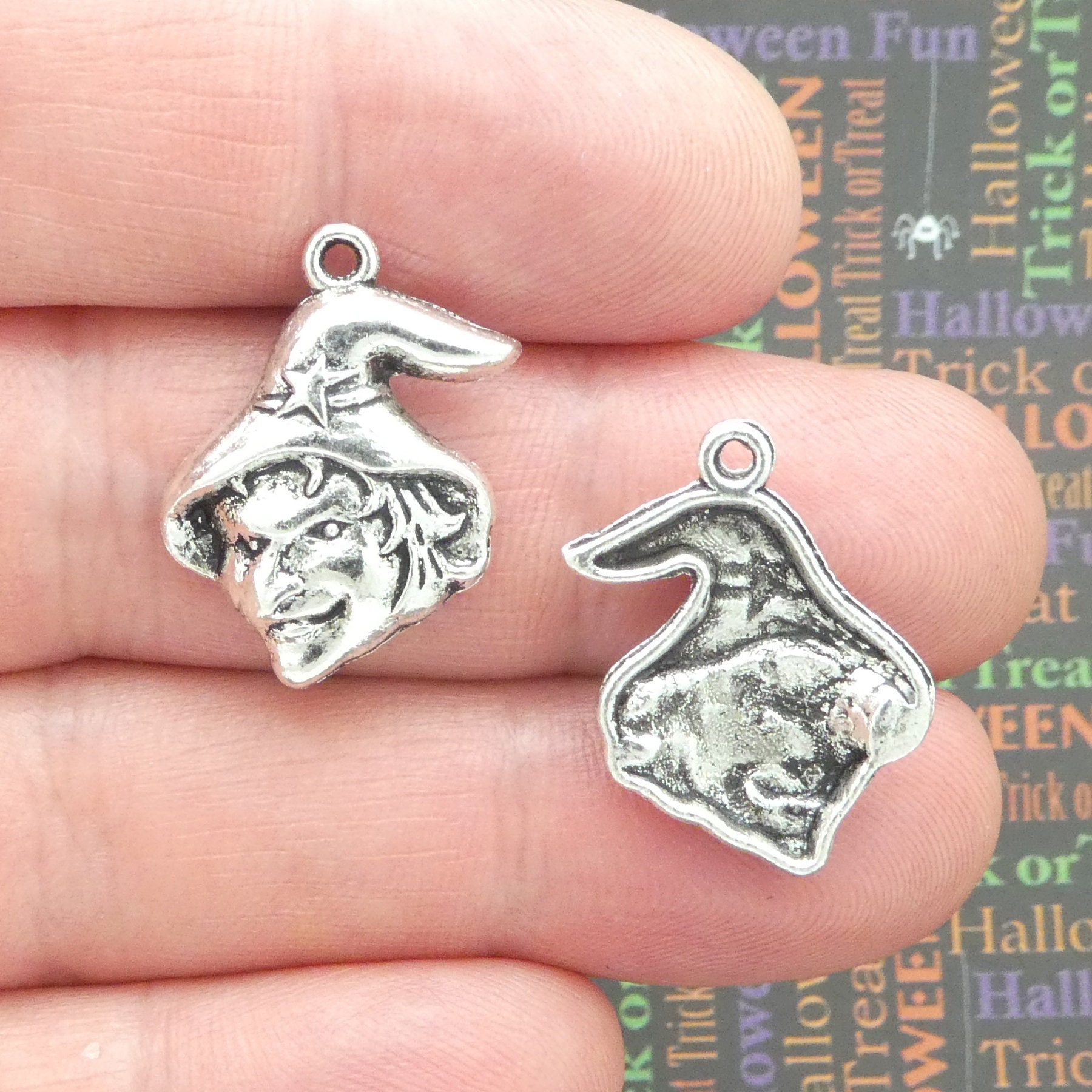60pcs witch Charms silver tone witch charm pendant 10x9mm
