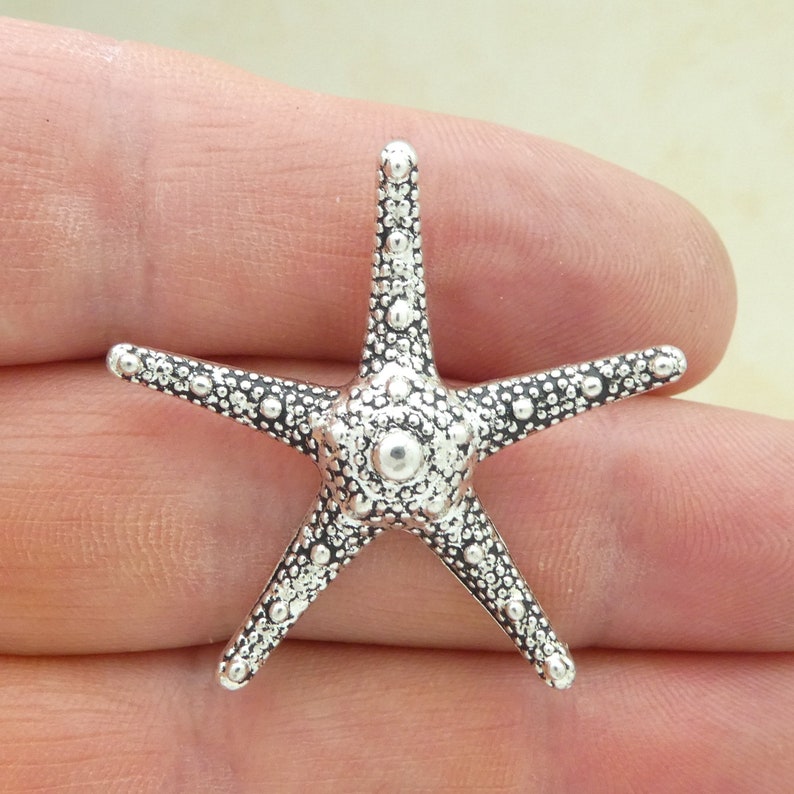 BULK 12 Silver Starfish Charm Pendant by TIJC SP0860B image 1