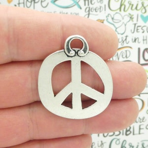 2 Silver Peace Charm Pendant 36x31mm by TIJC SP0933