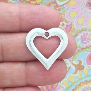 BULK 20 Open Heart Charm Silver by TIJC SP0900B
