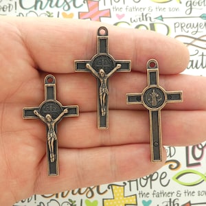 BULK 4 Copper St Benedict Crucifix Cross Charm by TIJC SP1784B