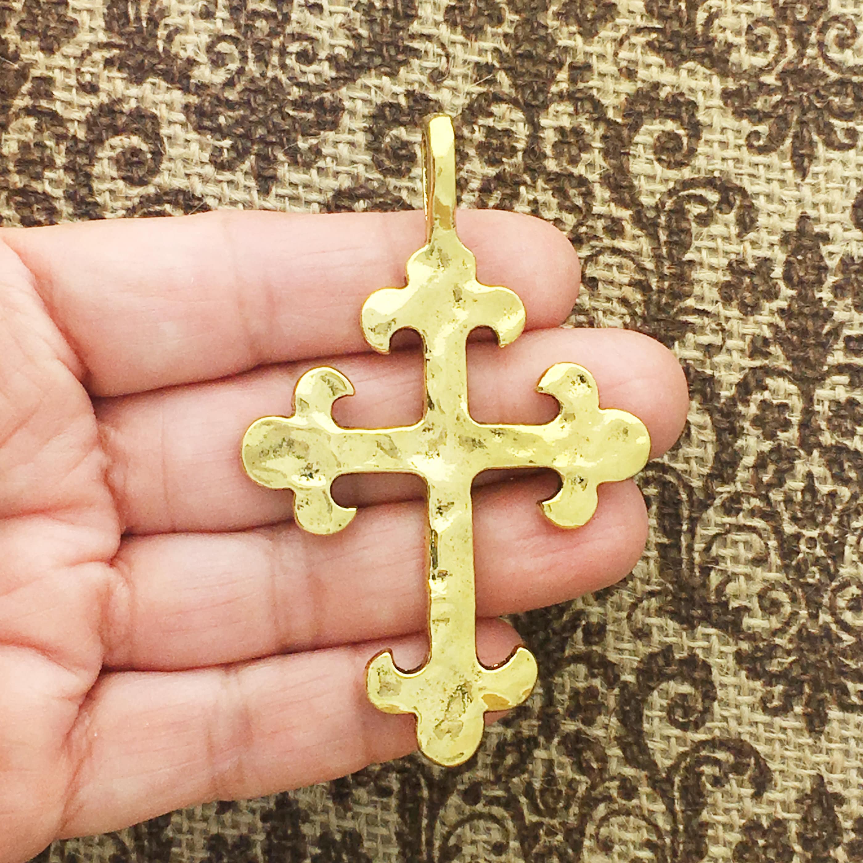 Bulk 3 Gold Hammered Cross Charm Pendant by TIJC SP1514B - Etsy