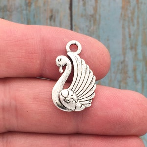 BULK 12 Swan Charm Silver by TIJC SP0839B