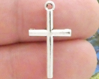 10 Silver Simple Cross Charm Small by TIJC SP0701 - Etsy
