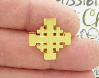 1 Gold Jerusalem Cross Lapel Pin 19x19mm by TIJC SP6073LP