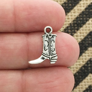 BULK 80 Cowboy Boot Charm Silver by TIJC SP0318B