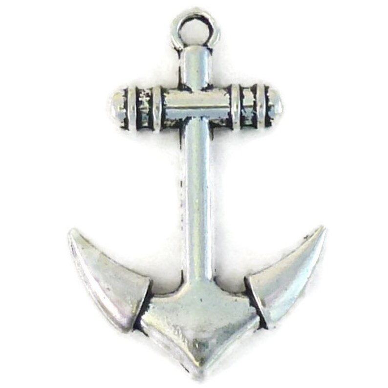 BULK 30 Silver Anchor Charm Pendant by TIJC SP1145B