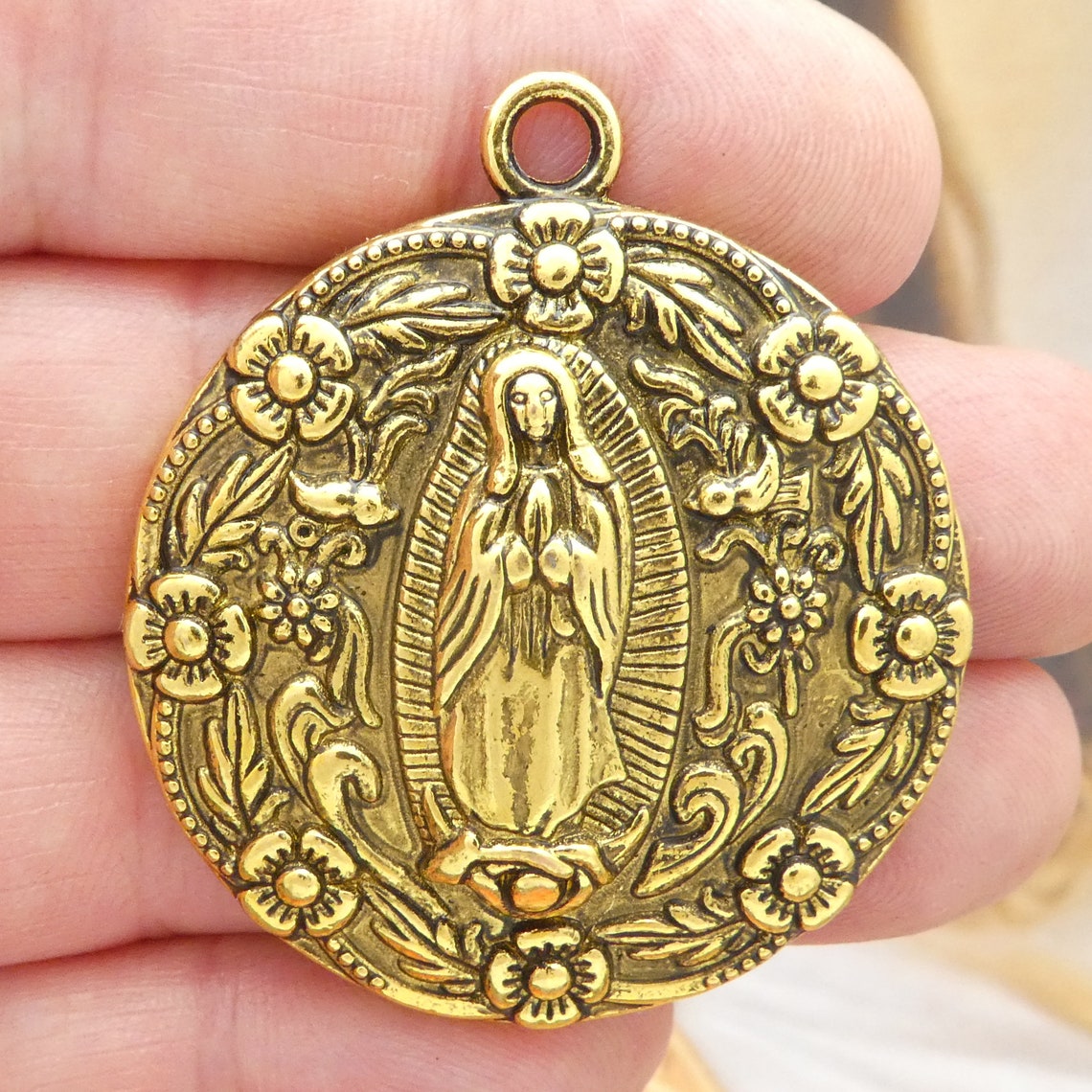 1 Our Lady of Guadalupe Medal Round Gold by TIJC SP2081 - Etsy