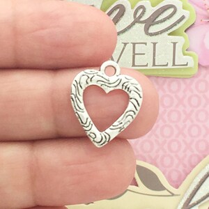 15 Open Heart Charm Silver by TIJC SP1006