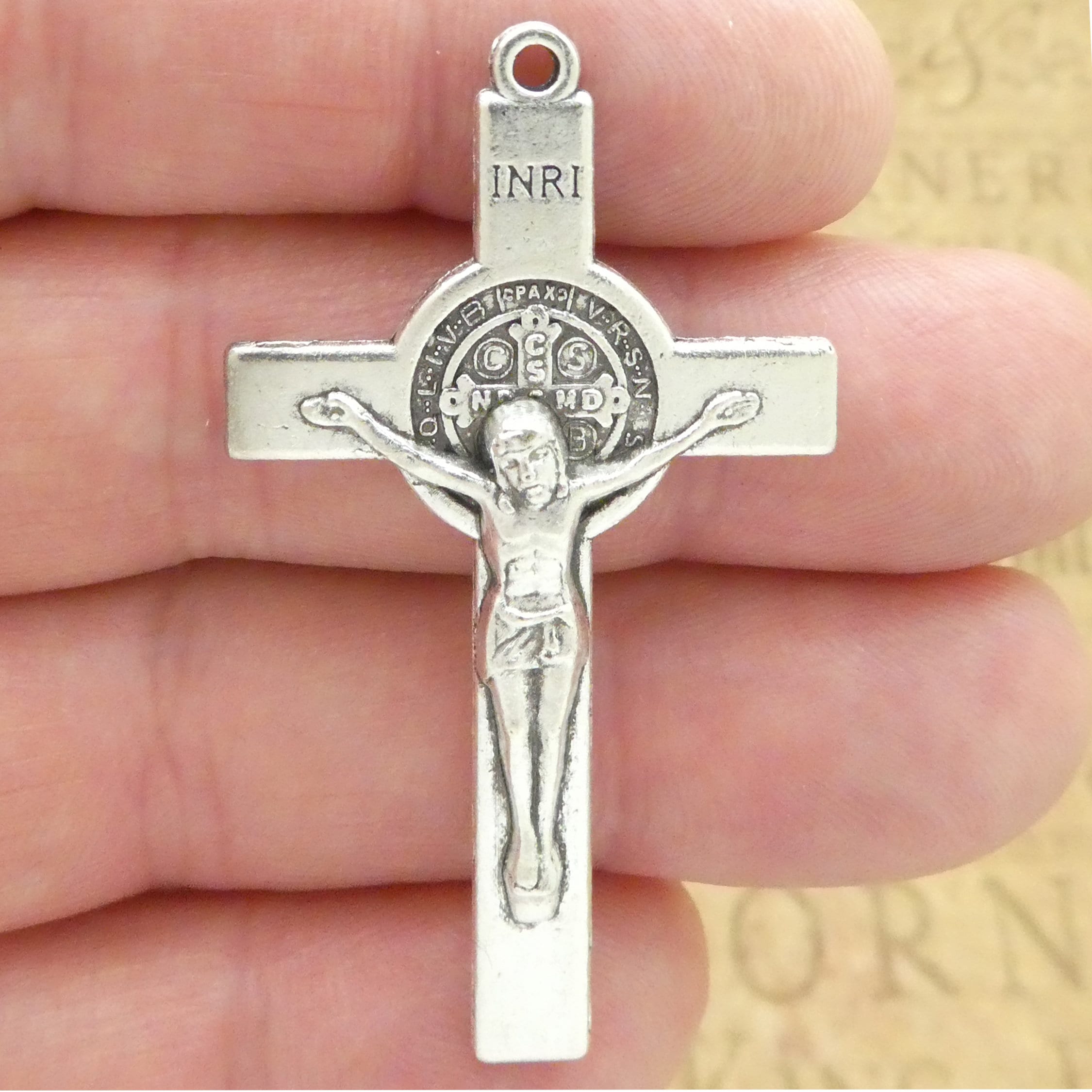 2 Silver St Benedict Crucifix Cross Charm by TIJC SP2012 - Etsy