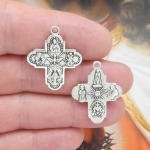 1 Silver Crucifix Cross Pendant Rosary Making Supplies by TIJC SP6084 