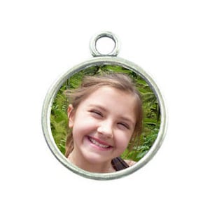 BULK 15 Silver Round Photo Charm for Photo Jewelry Making 26x21mm by TIJC SP0059B