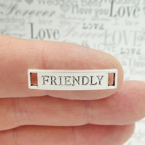 BULK 30 Silver Affirmation Frindly Connector Charm by TIJC SP1093B