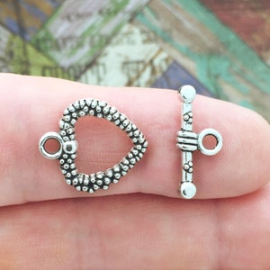 10 Sets Heart Silver Toggle Clasp Findings by TIJC SPT001