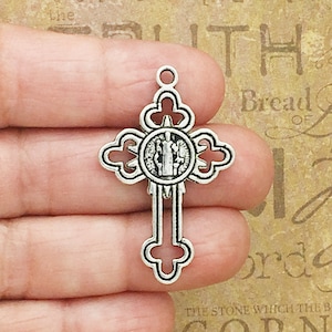 4 Silver St Benedict Cross Charm Pendant  by TIJC SP0042