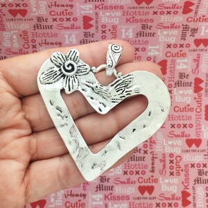 BULK 3 Open Heart Charm Pendant Silver by TIJC SP1470B