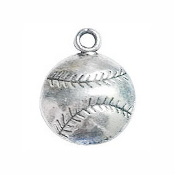 BULK 60 Silver Baseball Charm Pendant 19x14mm by TIJC SP0442B Etsy