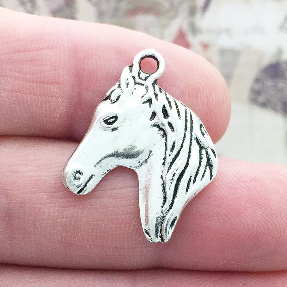 5 Silver Horse Head Charm by TIJC SP0443 Etsy
