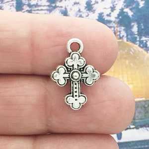10 Orthodox Cross Charm Pendant Silver by TIJC SP1401