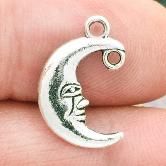 BULK 40 Crescent Moon Charm Silver by TIJC SP0313B - Etsy Israel