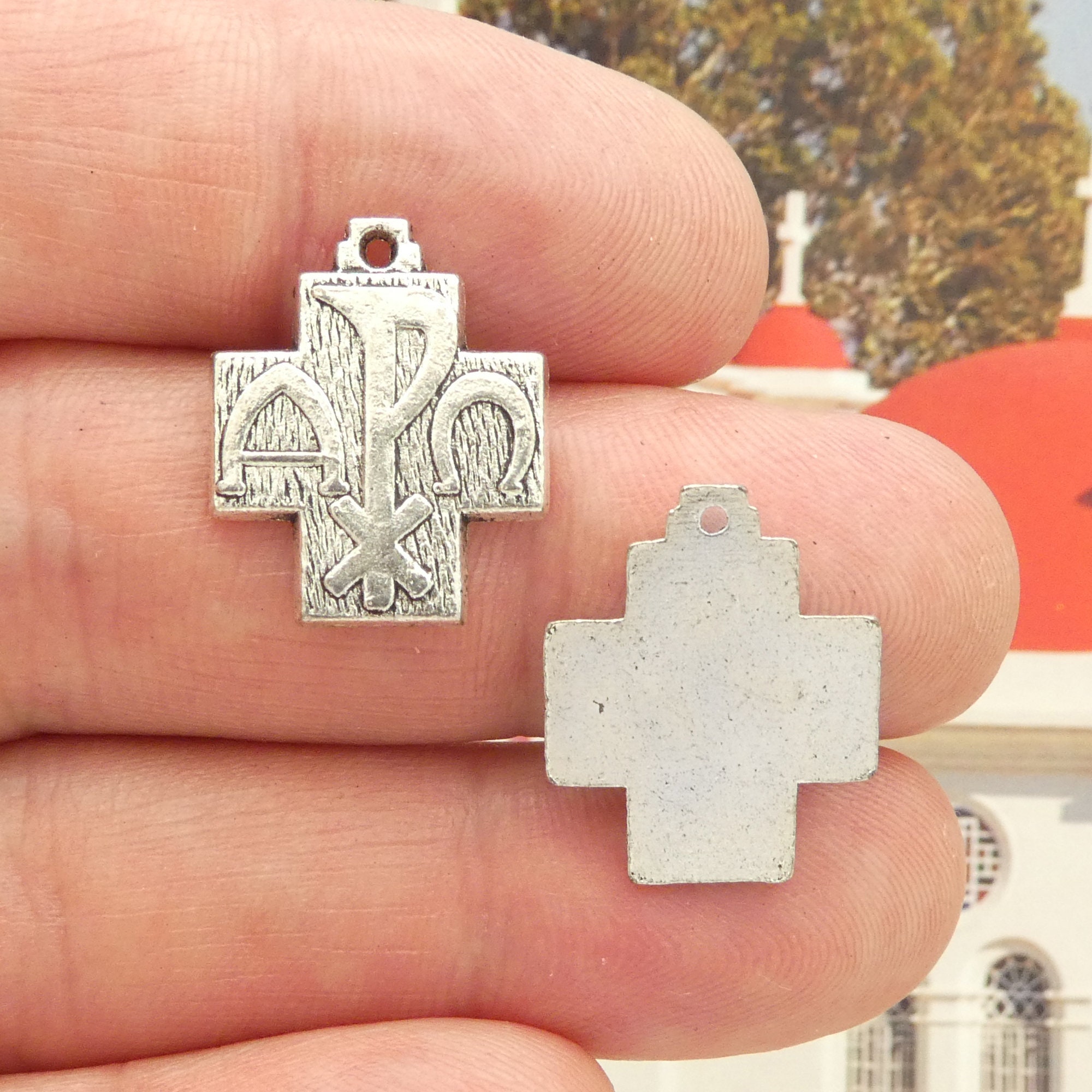 Bulk 30 Orthodox Cross Charm Pendant Silver by TIJC SP2075B