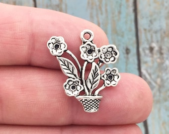 6 Silver Daisy Charm Pendant by TIJC SP0364
