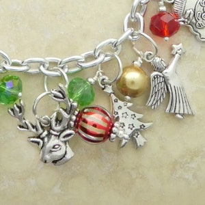 Christmas Charm Bracelet Silver with Multi Color Crystals by TIJC SPBR012