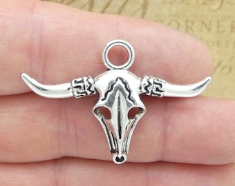 3 Cow Skull Charm Pendant Silver by TIJC SP1798