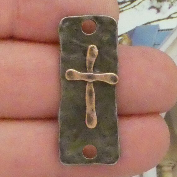 2 Hammered Cross Charm Gunmetal and Silver by TIJC SP2172 - Etsy